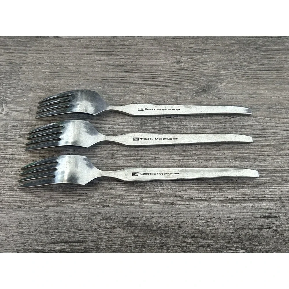 Vintage MCM‎ United Silver Cordova Dinner Forks Stainless Steel Japan Set of 3